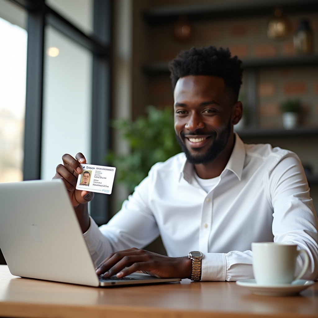 Customer completing identity verification on a laptop for KYC compliance